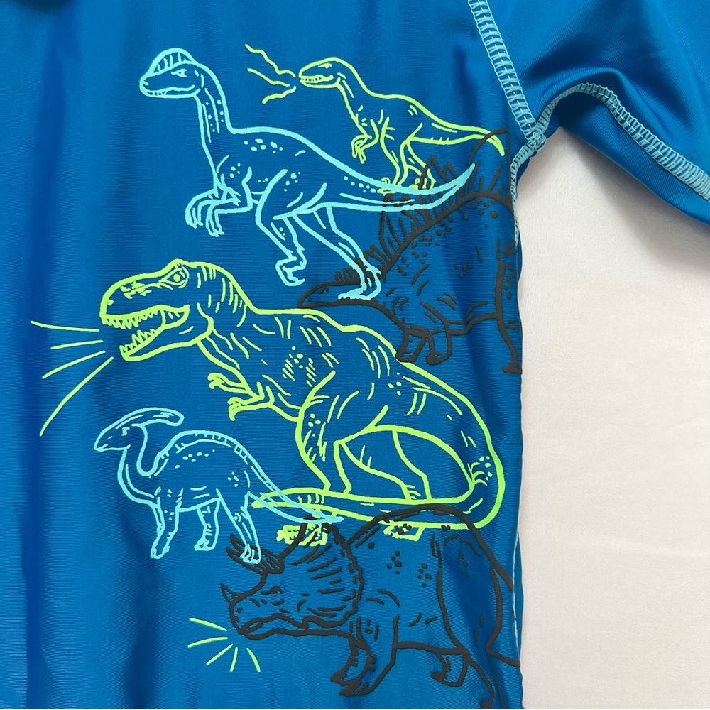Boys' Blue Dinosaur Rash Guard - UPF 50+ - Picture 3 of 8